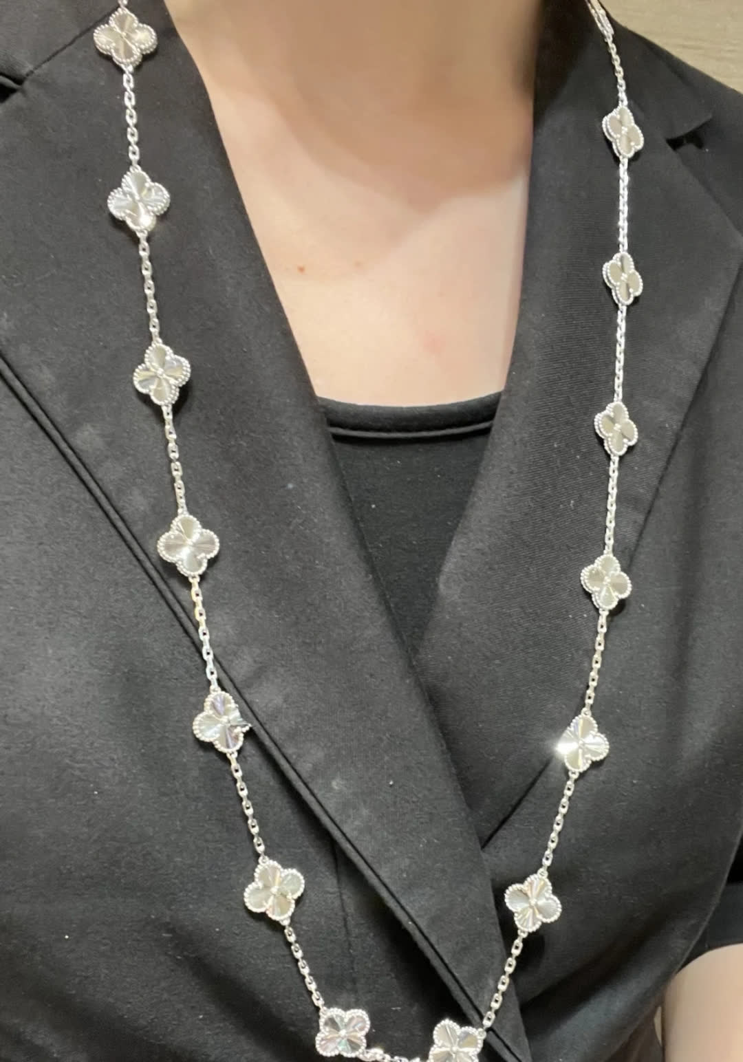 Van Cleef & Arpels Alhambra White Gold and Diamond Necklace Van Cleef & Arpels Alhambra White Gold and Diamond Necklace